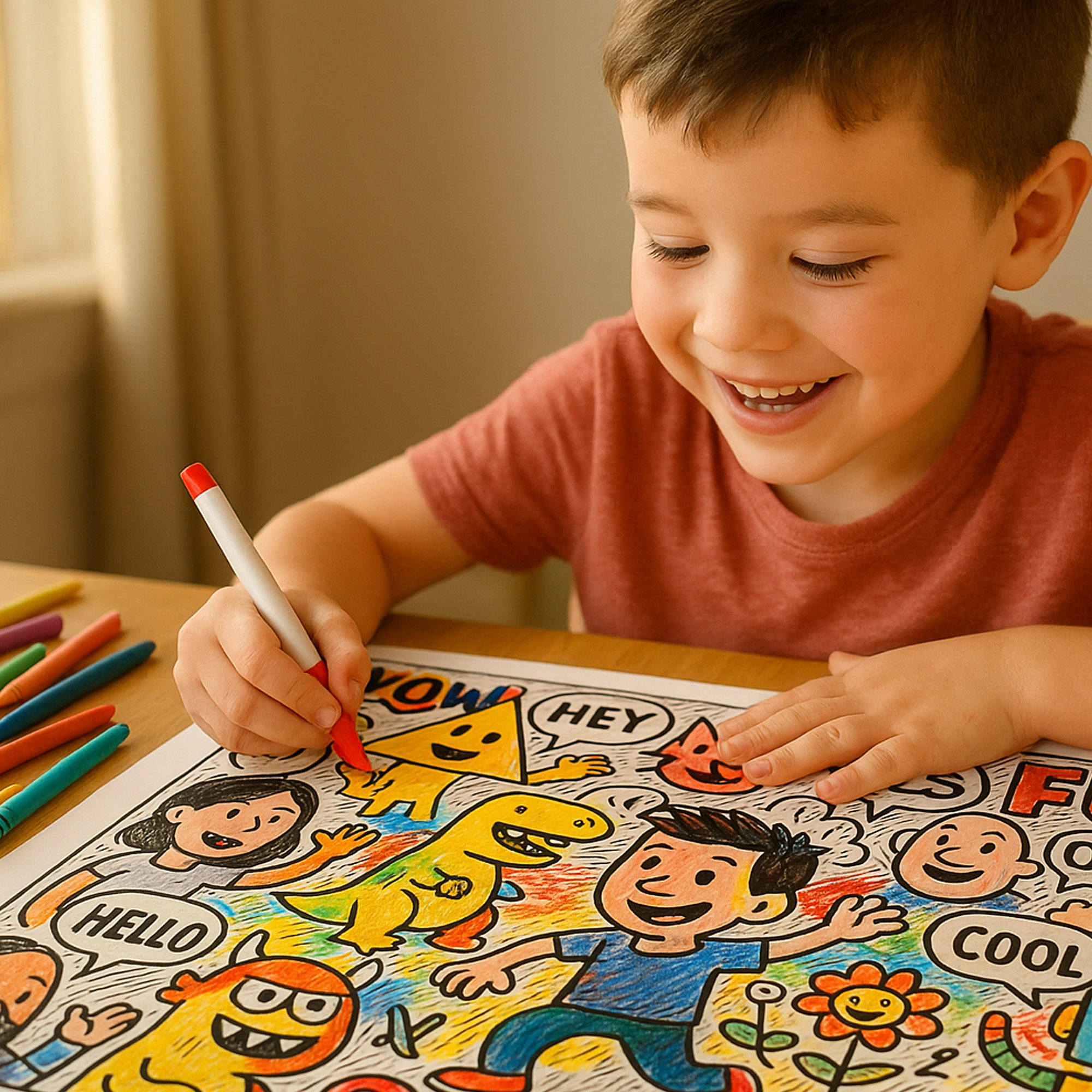 Coloring sheet - Kids Doodles (80 cm by 60 cm) - 3 sheets