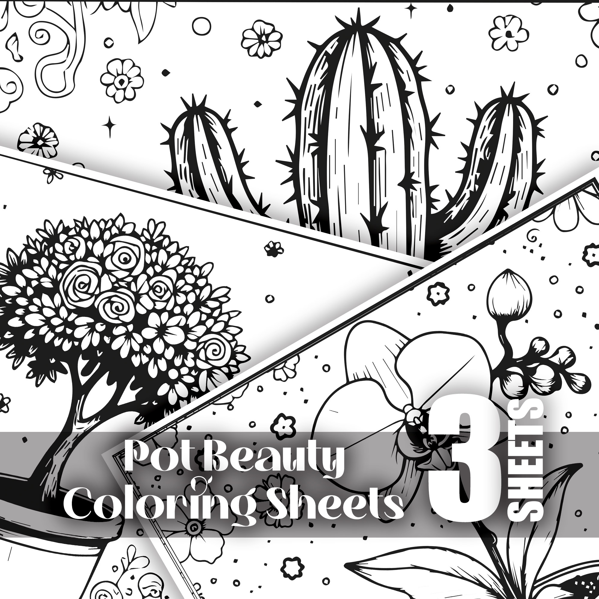 Coloring sheet - Pot Beauty (80 cm by 60 cm) - 3 sheets - Image 3