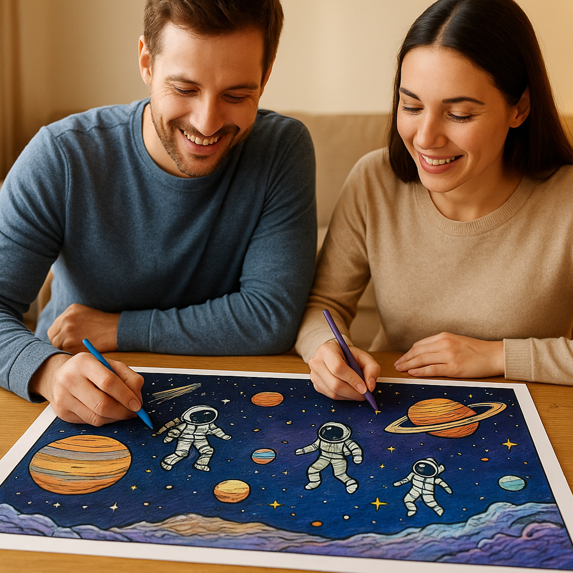 Coloring sheet - Space (80 cm by 60 cm) - 3 sheets